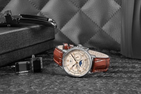 Zegarek Damski ZEPPELIN LZ121 Mediterranee Moonphase 9637-5 + BOX