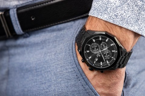 Zegarek Męski Giewont Chronograph Sapphire Czarny GW7290-B1