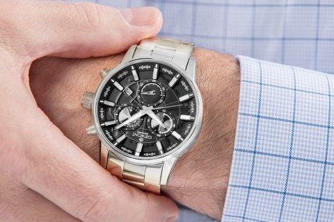 Zegarek Męski Giewont Chronograph Sapphire Srebrny GW4580-B2