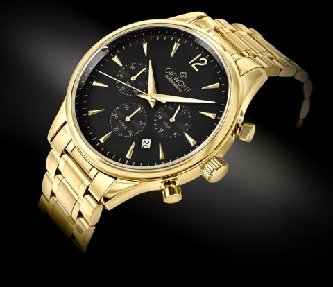 Zegarek Męski Giewont Chronograph Sapphire Złoto Czarny GW6310-B4