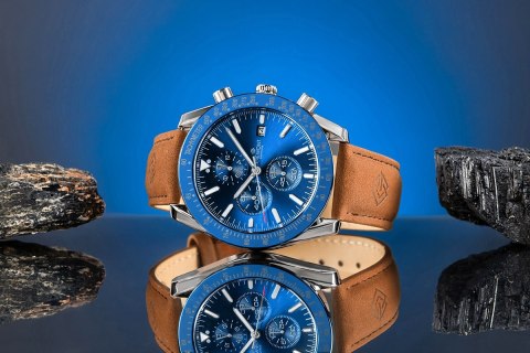 Zegarek Męski Giewont Chronograph Sapphire Brązowo Niebieski GW8720-A2