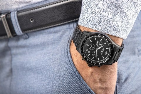 Zegarek Męski Giewont Chronograph Sapphire Czarny GW3520-B1