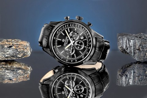 Zegarek Męski Giewont Chronograph Sapphire Czarny GW7650-A4