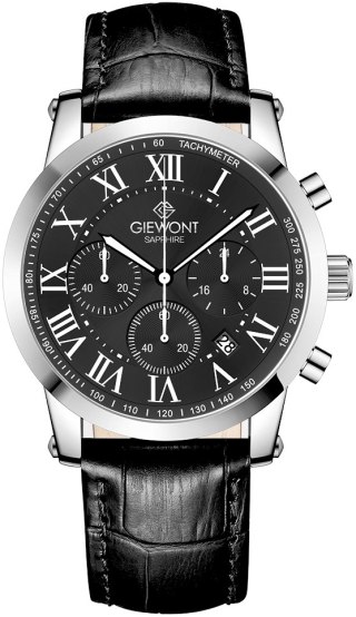 Zegarek Męski Giewont Chronograph Sapphire Srebrno Czarny GW6260-A2