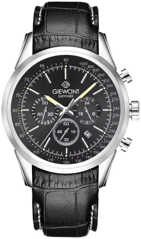 Zegarek Męski Giewont Chronograph Sapphire Srebrno Czarny GW7650-A2