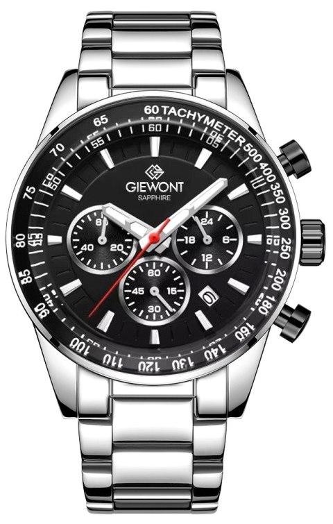 Zegarek Męski Giewont Chronograph Sapphire Srebrno Czarny GW9140-B1