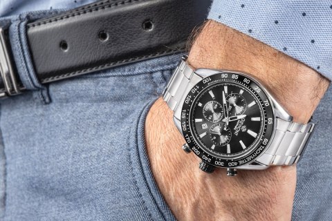 Zegarek Męski Giewont Chronograph Sapphire Srebrno Czarny GW9580-B1