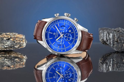 Zegarek Męski Giewont Chronograph Sapphire Srebrno Niebieski GW7650-A5