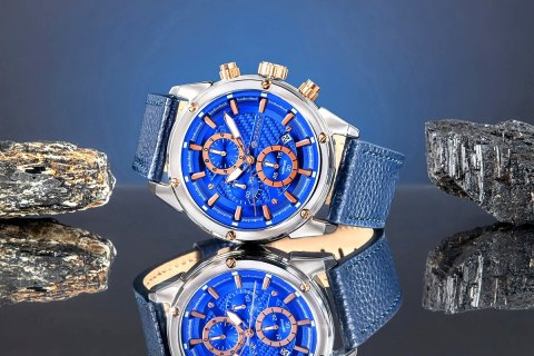 Zegarek Męski Giewont Chronograph Sapphire Srebrno Niebieski GW8810-A2