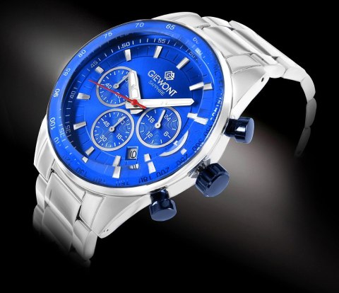 Zegarek Męski Giewont Chronograph Sapphire Srebrno Niebieski GW9140-B3