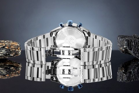 Zegarek Męski Giewont Chronograph Sapphire Srebrno Niebieski GW9140-B3