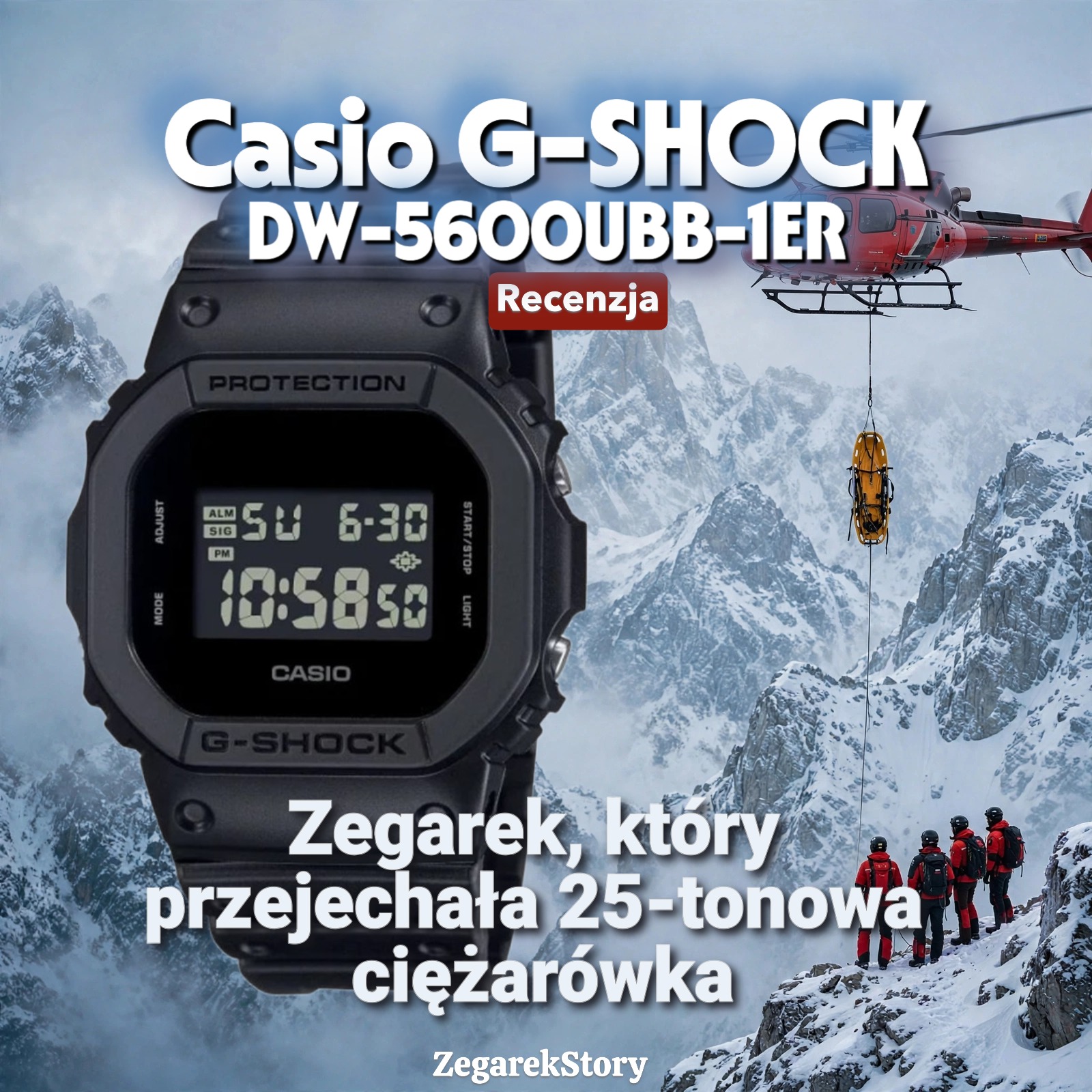 Casio G-SHOCK DW-5600UBB-1ER — zegarek, który przejechała 25-tonowa ciężarówka